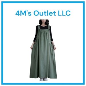 Denim Jumper Dress for Women Loose Version Baggy Style Maxi Length Adjustable St